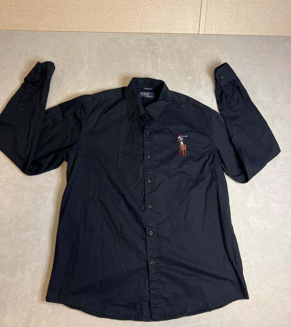 Polo Ralph Lauren Men's Classic Fit Black Long Sleeve Button Down Shirt with Mul